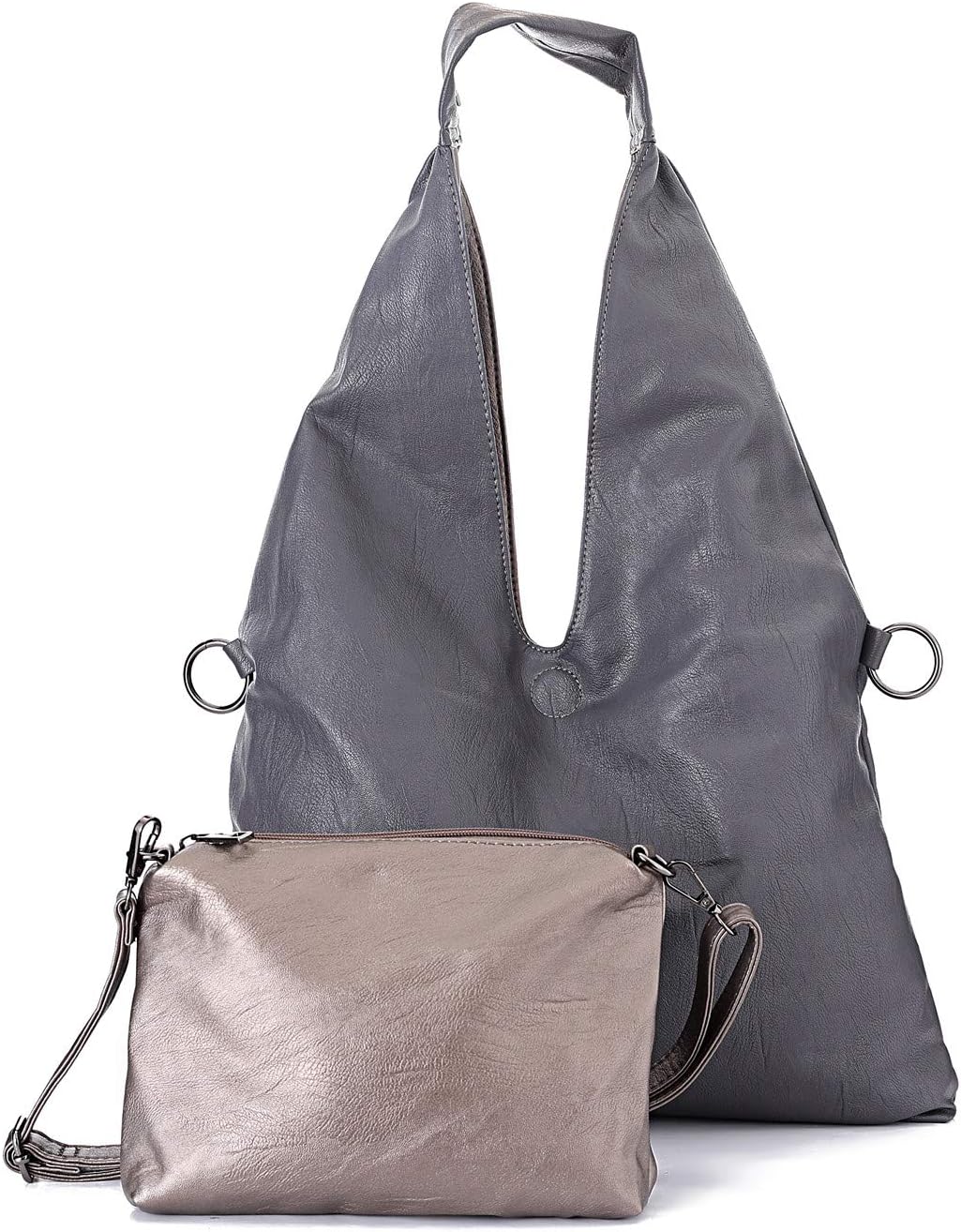 Tote Crossbody Bags for Women, CHIVENIDO Hobo Crossbody Purses for Women Reversible Shoulder Bags Slouch Hobo Bags 2PCS Set