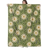 Daisy Floral Blanket, Flannel Throw Blanket Soft Cozy Lightweight Blankets for Adults Women Kids Home Decor for Sofa Couch Bed 60x50 Inch