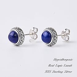 Small Blue Genuine Lapis Lazuli 925 Sterling Silver