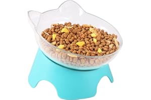 MILIFUN Raised Cat Food Bowls with Stand, Dishes for Food or Water, Tilted Bowl, Pet Dish with Stand (Arcuation-Bule)