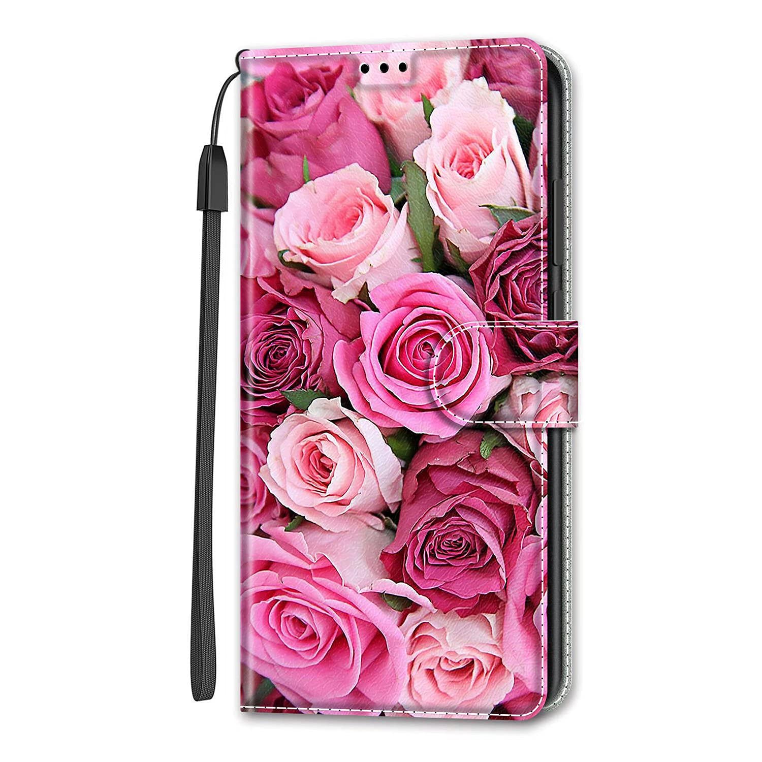 Dfjhure Motorola Moto E13 Case Leather Flip Wallet Phone Case Cover Silicone Shockproof Bumper Cover Stand View Cover with Card Slots Phone Case For Motorola Moto E13- Flower
