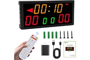F-Winner Portable Digital Scoreboard with Shot Clock,Electronic Scoreboard with Timer Clock,Battery Powered Score Keeper with Remote Control for Baseketball/Football/Cornhole/Indoor & Outdoor