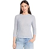 Vince Women's Micro Stripe 3/4 Sleeve Crew Neck Tee