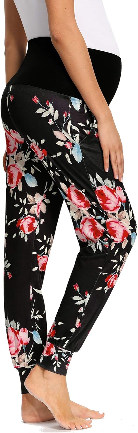 fitglam Women's Maternity Pants Over The Belly Pregnancy Pajamas Lounge Joggers with Pockets at  Women’s Clothing store