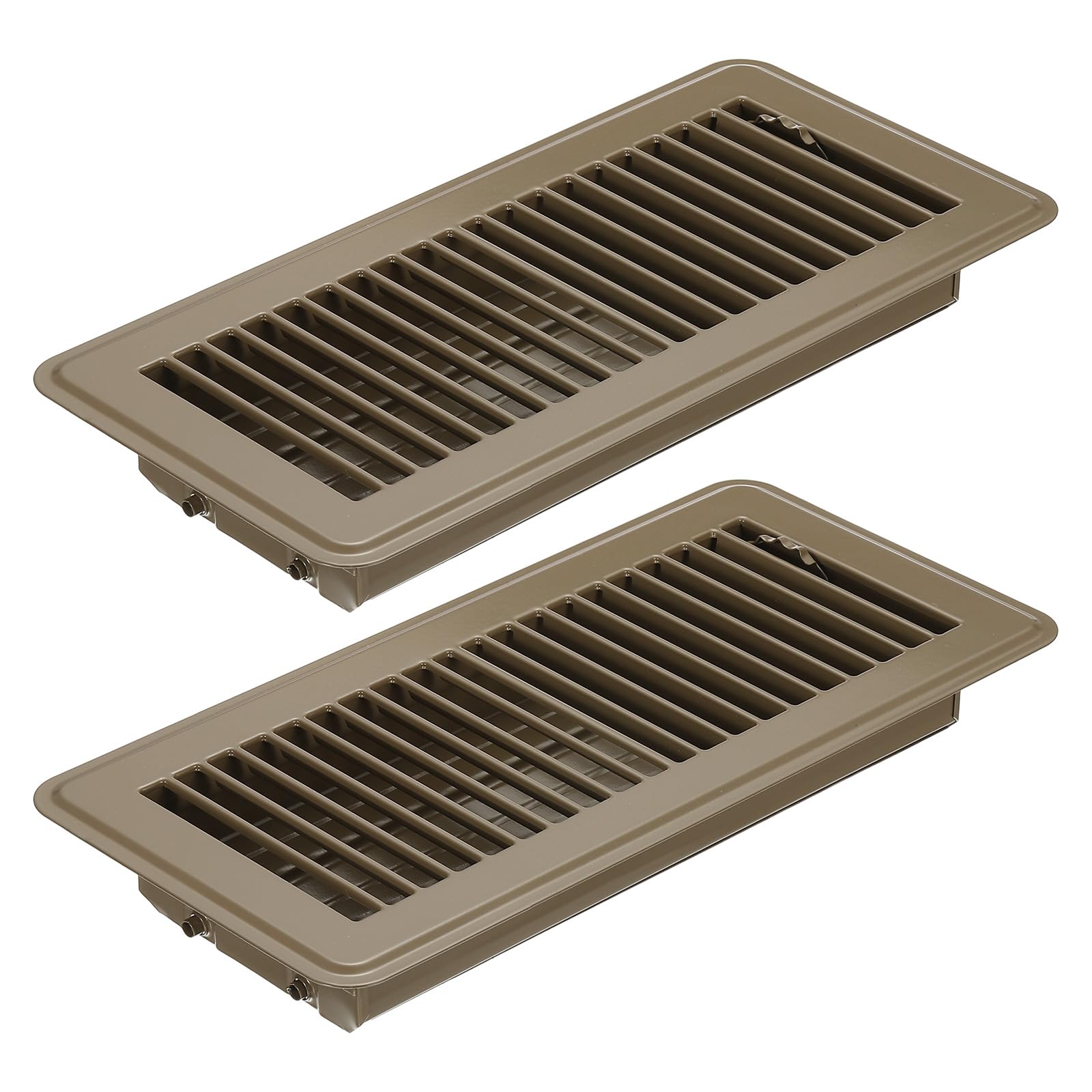 PATIKIL 10 x 4 Inch Floor Register, 2pcs Heavy Duty Air Vent Cover Steel Adjustable Decor Vents Easy Adjust Floor Grates for Sidewall Home Office, Brown