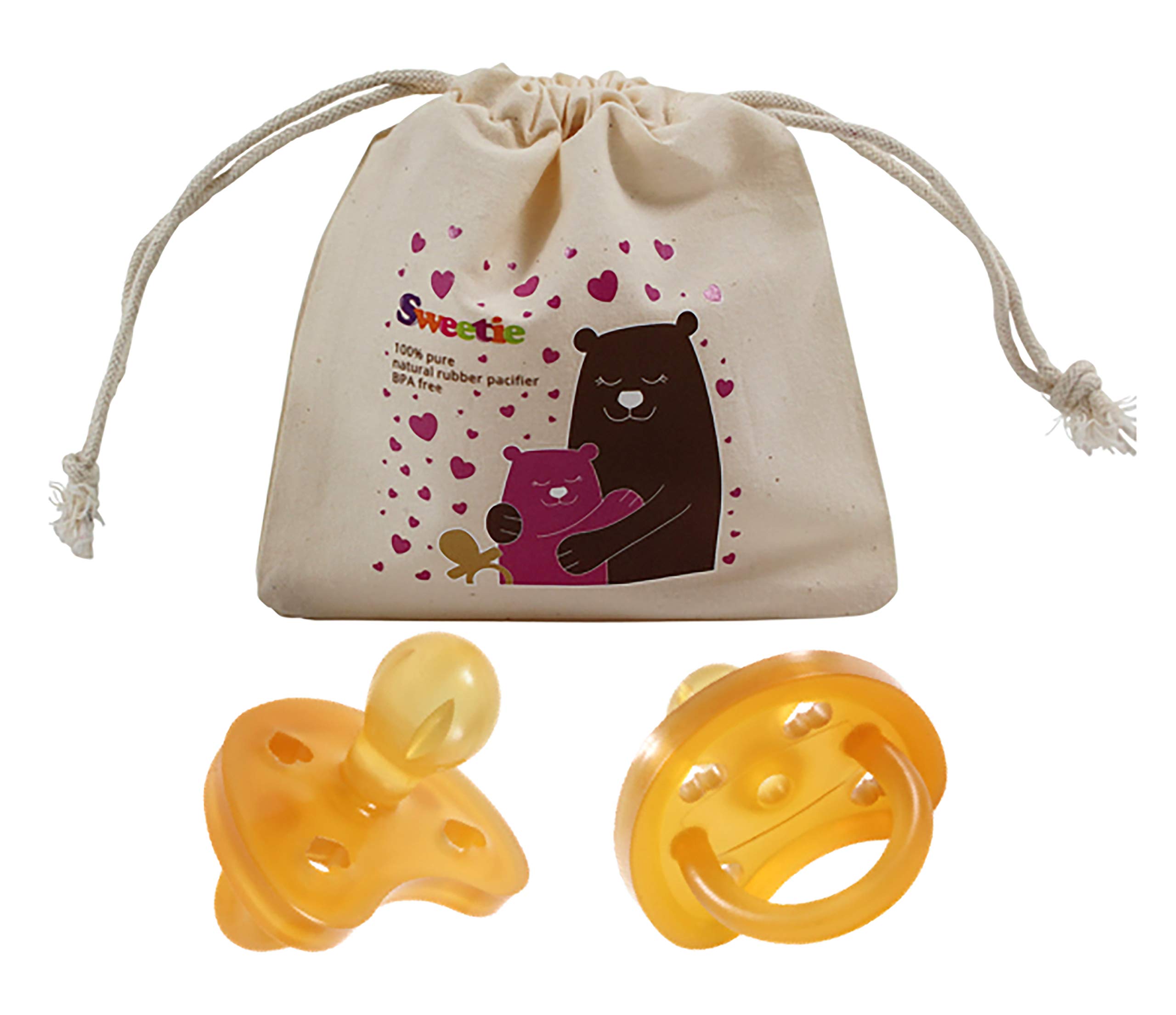 SWEETIE Rubber Pacifier Natural Rubber Pacifier Rounded Heart Shape Rubber 1 Count (6-12 Medium)