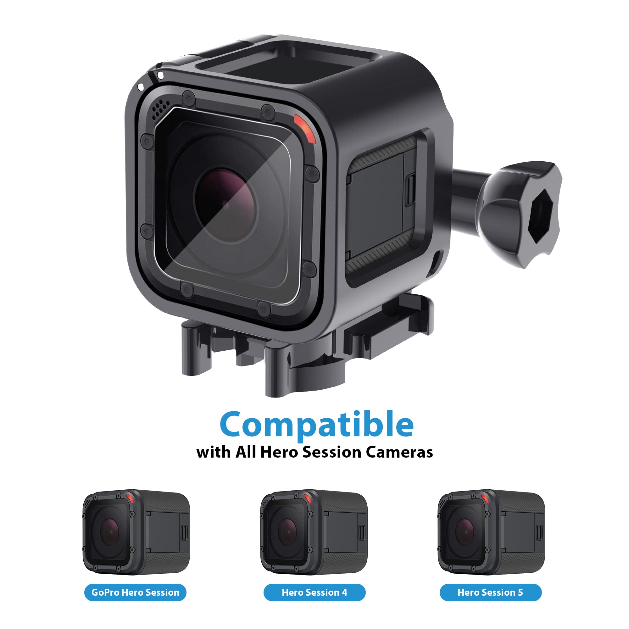 Frame Mount Housing Case for GoPro Hero 5 Session, Hero 4 Session, Upgrade Protective Housing Frame Shell Mount Holder with Buckle & Thumb Screw for GoPro Hero 5/4 Session