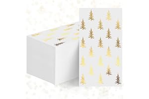 Horaldaily 100 Christmas Disposable Paper Decorative Guest Napkins, Gold Xmas Trees Hand Towel for Party Lunch Dinner Kitchen