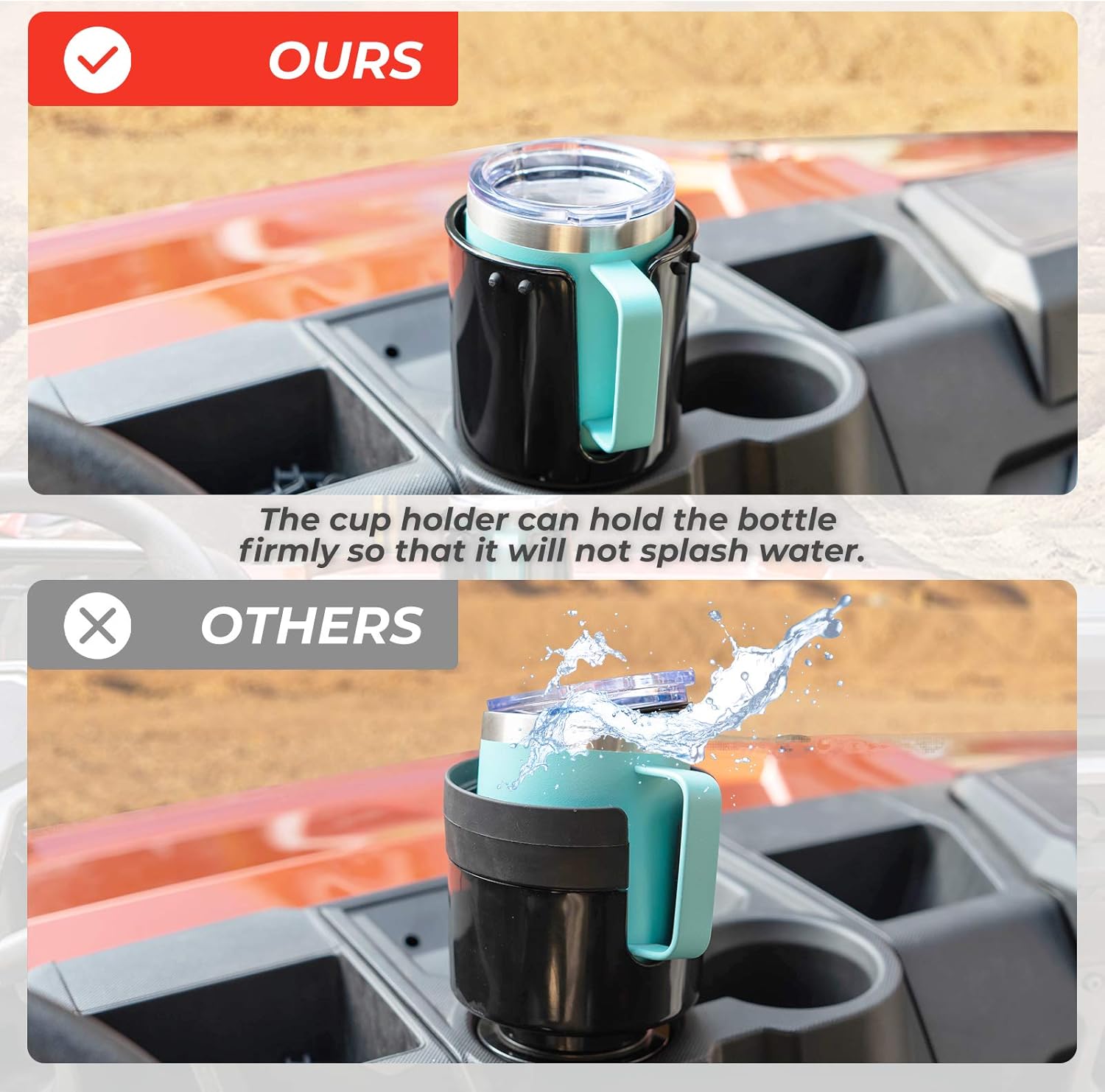 kemimoto Cup Holders for 18-40 OZ Bottles, Large Cup Holder Adapters Fit for Universal Car Cup Holder, Bottle Holders Compatible with UTV, Vehicle, RV, Golf Cart: Automotive