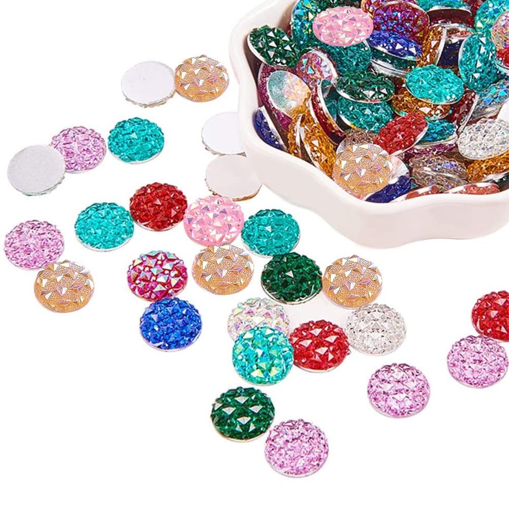 PH PandaHall 13 Colors 130 pcs Half Round 12mm Resin Cabochons for Earring, Bracelets, Necklace Making and Decoration