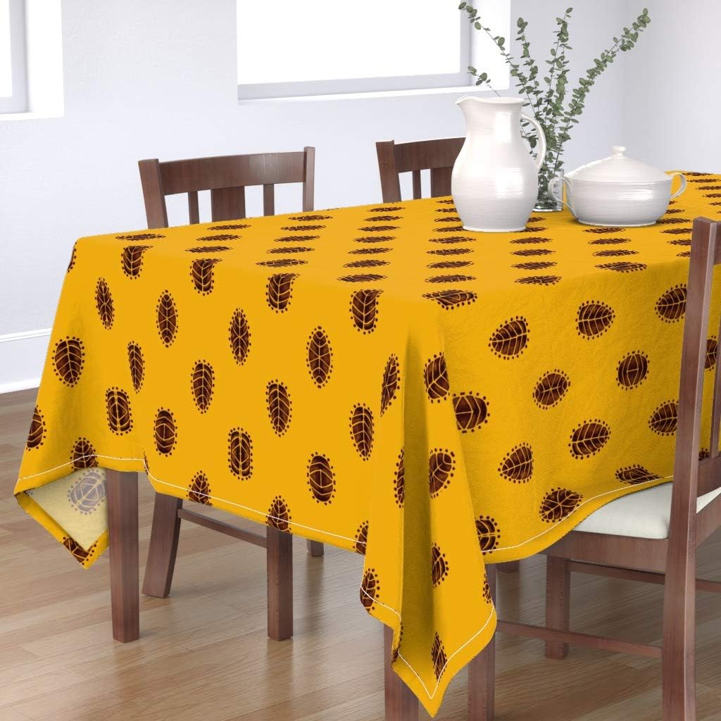 Roostery Tablecloth, African Mustard Tribal Brown Leaves