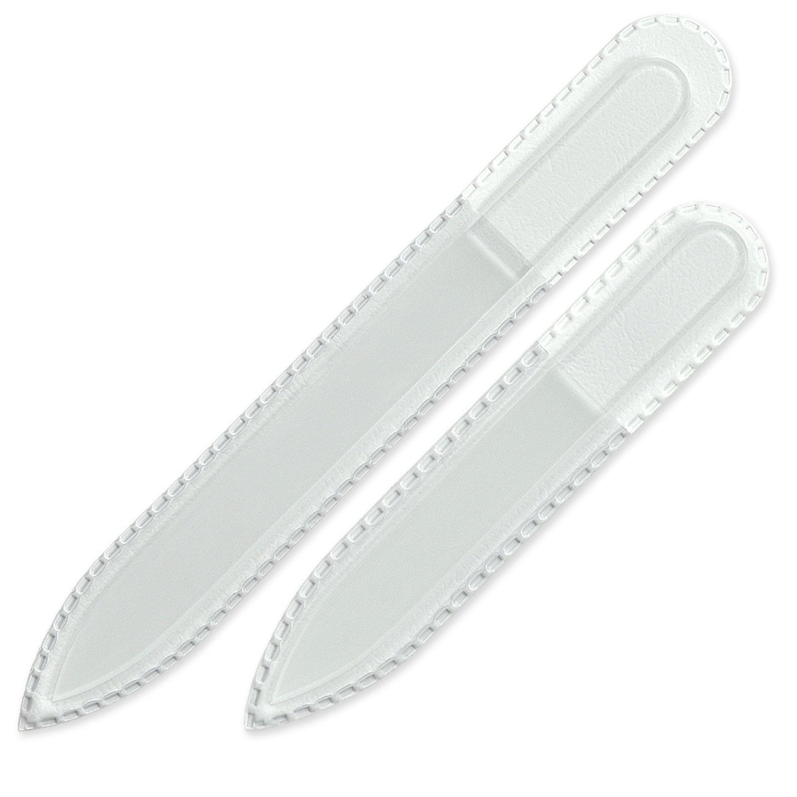 Mont Bleu Set of 2 Czech Crystal Nail Files - Genuine Czech Tempered Glass - Handmade - Double Sided - Etched - Glass Nail Files for Natural Nails