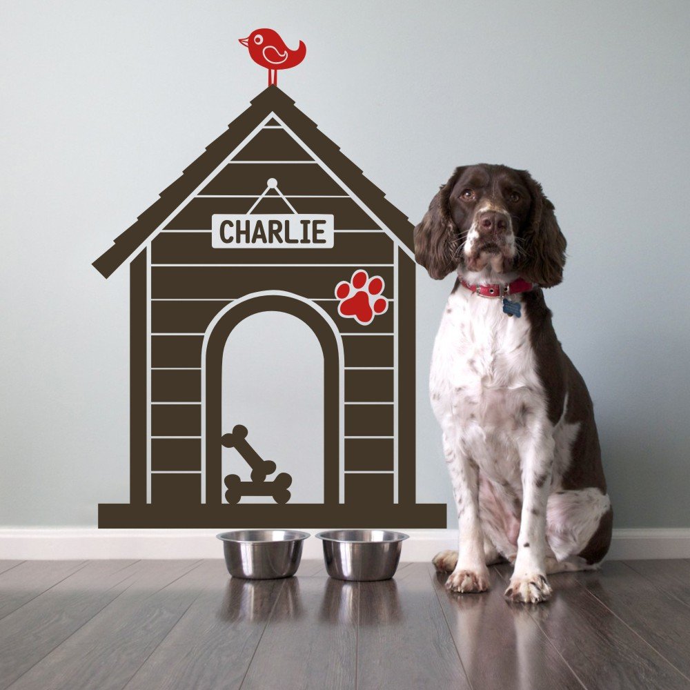 Vinyl Dog House Wall Decal Personalized Name Wall Sticker Pet Wall