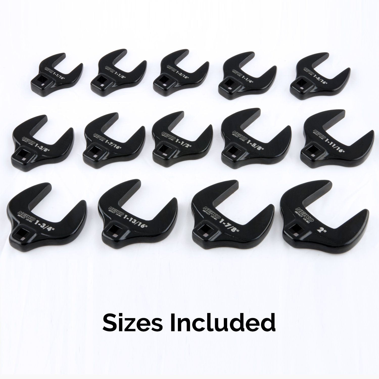 Neiko 03325A Jumbo Crowfoot Wrench Set 1/2 Inch Drive, SAE, 14 Piece