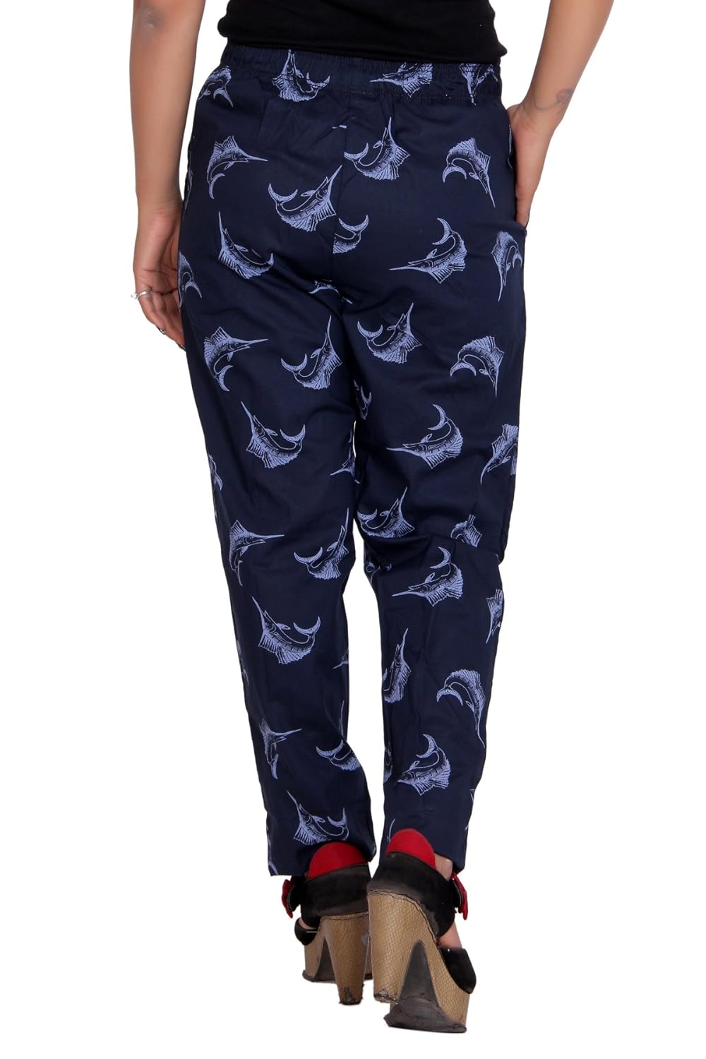 flamboyant women blue printedcotton pyjama