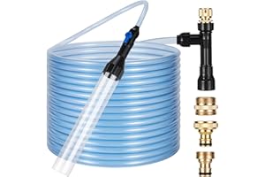 DXOPHIEX Gravel Vacuum for Aquarium Fish Tank Siphon Aquarium Water Changer with Three Metal Faucet Adapter and Long Hose 50 Feet