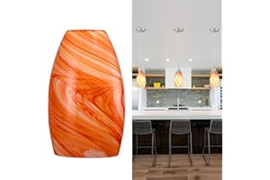 Viinew Orange Marble Glass Shades Modern Glass chandeliers Shade 4.72" Mini Art Glass Pendant Light Shade Oval Glass Lamp Shade 1-Pack
