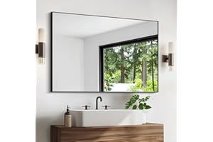 Leyden Bathroom Mirror 26x38 inches, Wall Mounted Mirror Black Rectangle Mirror with Aluminum Frame Mirror for Bathroom,Vanit