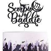 Scorpio Baddie Cake Topper - Big Energy Scorpio Birthday Decor, 12 Constellation Zodiac Themed Party Decorations - Black Glitter