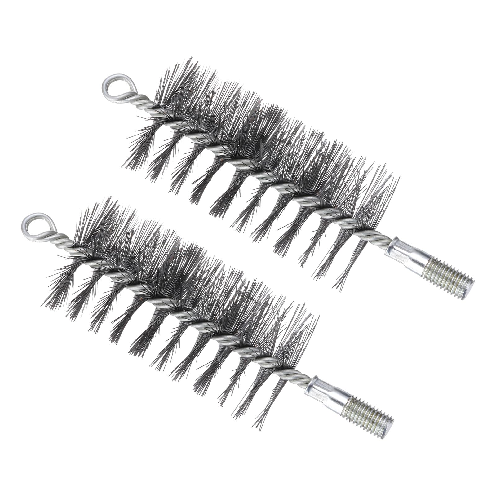 PATIKIL 65mm Dia Bore Brush, 2Pcs Stainless Steel Twisted Wire Cleaning Brush Round Cylinder Pipe Cleaner with 12mm Spiral Shank for Tubes, Ports, Bearings, Drill Driver, Silver Tone