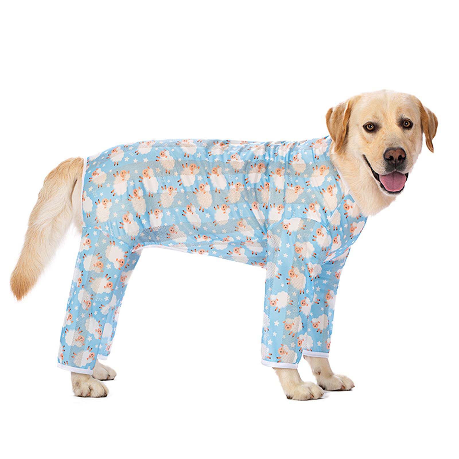 Dog Clothes for Medium Large Dogs, Anti-Hair Dog Onesie Sunscreen Cooling Pet Four-Legged Jumpsuit Pajamas Dog Shirt (34#:Blue)