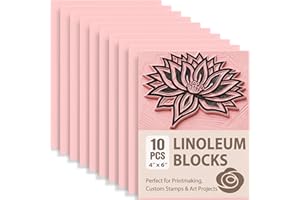 BLUVIZO Rubber Linoleum Blocks for Printmaking: 10Pcs 4" x 6" Stamp Carving Kit - Perfect for Linocut Block Printing Supplies, Stamp Making, Craft Materials and DIY Art Projects
