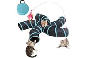 Wondfamiker Cat-Tunnel Tube-Toys for Indoor-Cats - Collapsible Peekaboo Play Tube with Hanging Bell Tear Resistant Polyester 