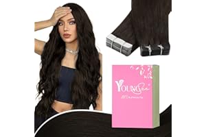 YoungSee Tape in Hair Extensions Brown Human Hair Tape in Extensions Dark Brown Invisible Tape in Real Human Hair Darkest Bro