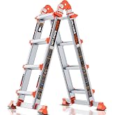 LANBITOU Ladder A Frame Extension 14Ft Multi Position for Home 330lbs | 2mm Thickness Aluminum,Telescoping,Anti-Slip Feet,ANSI Approved,Storage Folding,Security Load for Stairs Indoor Outdoor Roof