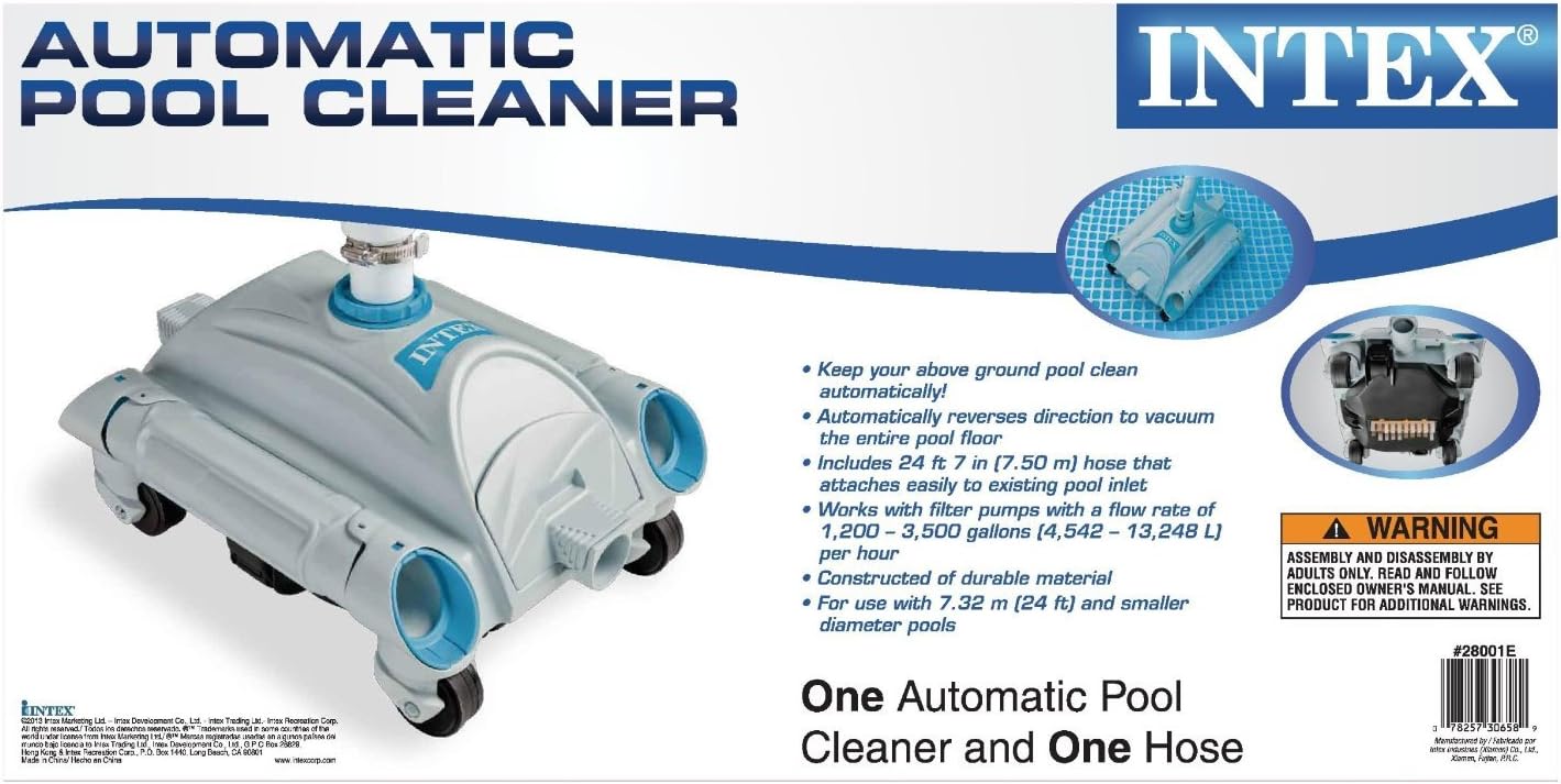 LEGNAGOFERR - Intex 28001 Auto- Pool-Reinigungsroboter kleiner Roboter für die Reinigung von oberirdischen Pools Schlauch 7,5 m Kollektion Intex Store