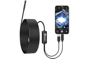 T TAKMLY 5.5mm Endoscope Borescope Inspection Camera with Light for iPhone, OTG Android Phone, Snake Drain Scope Cameras Bore Scope Borescopes, IP67 Waterproof 16.4FT Semi-Rigid Cable