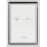 Lawrence Frames 510746 4x6 Metal Picture Frame Silver-Plate with Delicate Beading