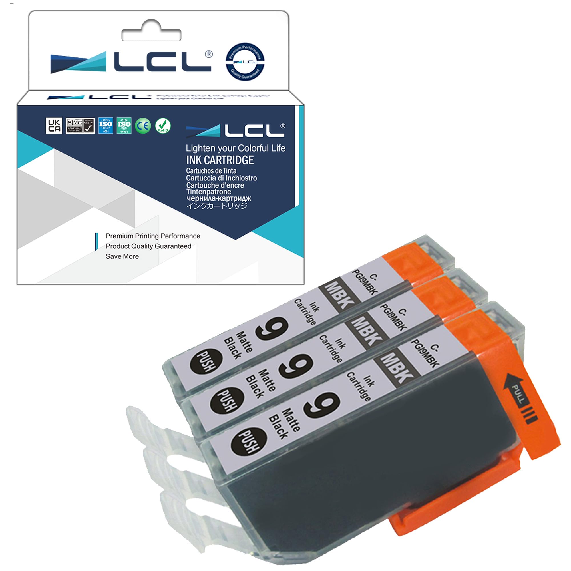 LCL Compatible Ink Cartridge PGI-9 PGI-9MBK (3 Matte Black) Replacement for Canon 　Pixma: Pro 9500 Pro9500 Mark II