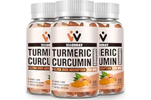 WACHRAY Turmeric Curcumin Gummies with Ginger & Black Pepper Extract - 3 Pack Tumeric Gummy Supplements for Pain Inflammation Joint Weight Health Support - Vegan, Organic, Gelatin-Free - for Adults and Kids