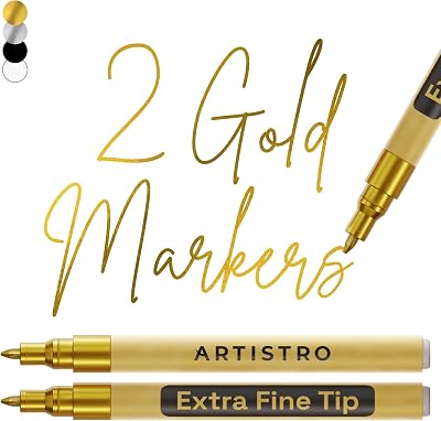 ARTISTRO ARTISTRO 2 Gold Metallic Acrylic Paint Pens 0.7mm Extra Fine Tip
