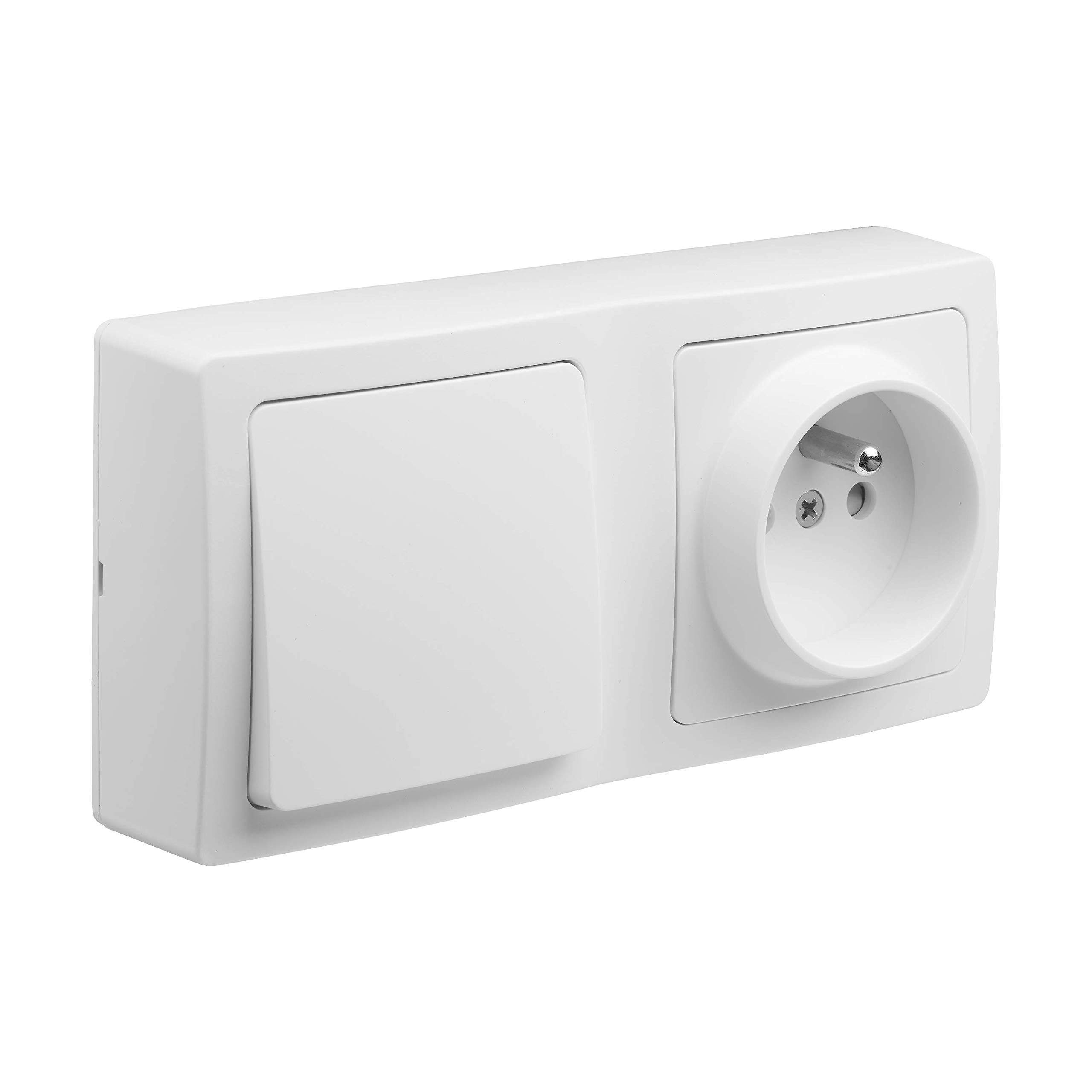 Debflex 746808 Blok Toggle Switch + Socket 2P+T Vertical White