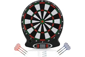 1 PCS Electronic Dartboard Dart Target Game Standard Plastic Hole Target Block Dart Board Electronic Scoreboard with 6 PCS Da