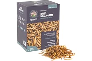 Worm Nerd WN59 2LB Dried Mealworms Non-GMO High Protein and Fiber Treat for Chickens, Birds, Reptiles, Amphibians, Fish