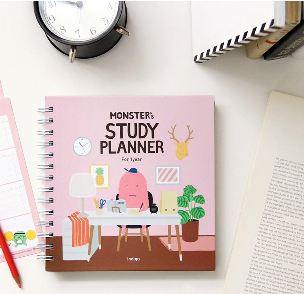 Amazon モンスタースタディplaanner 1year ピンクカラー 学生planner Planner 勉強計画 日記 Schedular 知育 学習玩具 おもちゃ