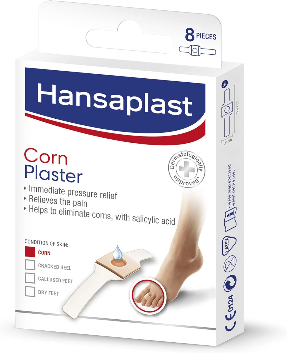 Hansaplast Corn Plaster with Salicylic Acid, Eliminates Corns, 8 Strips