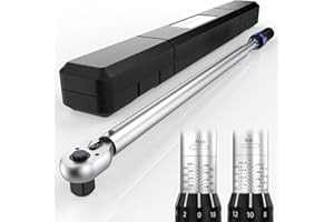 NEBICALS 3/4'' Inch Drive Torque Wrench 100-400 Ft Lb / 135-542N.M / 25.7'' Length(Not too long) / Heavy Duty/Professional/Dual Direction/Alloy Aluminum Handle/Cr-Mo Head/Solid Storage Case