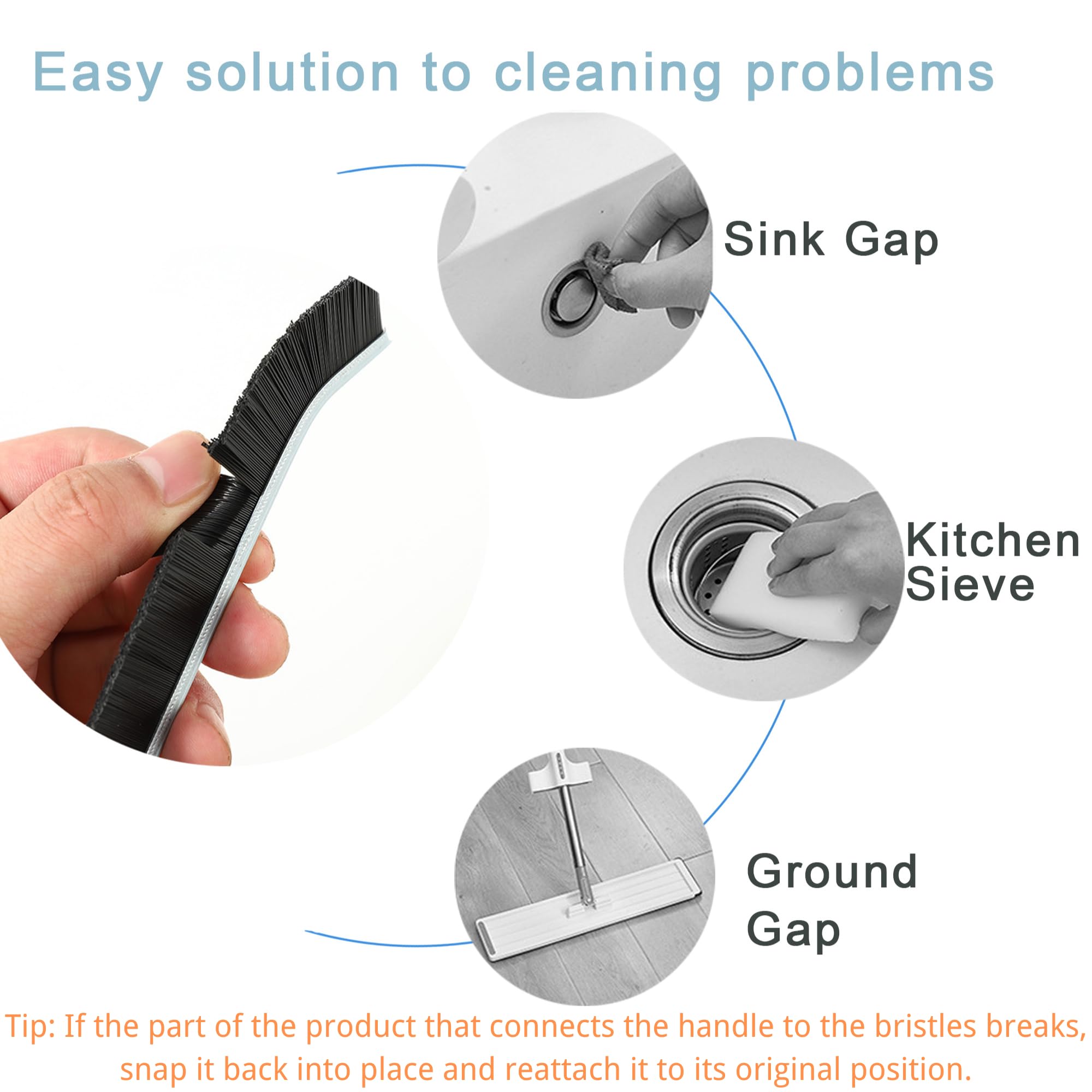 3Pcs Crevice Cleaning Brush Tool Grout Brush Cleaning Supplies, Home Essentials Bathroom Multifunctional Gap Scrub Hard Bristle Brushes for Household Use (Black Cleaning Brush)
