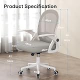 nasPaluro Ergonomic Mesh Office Chair Gray with Flip-Up Armrests Lumbar Support view 3