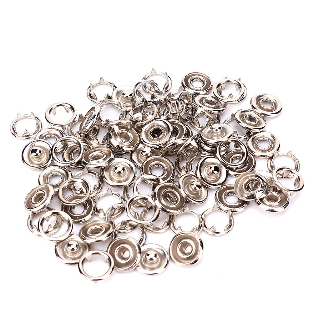 50Pcs Snap Buttons, Metal Prong Hollow Buttons Snap Fasteners Press Studs for Infant Clothes Shirt Baby Romper Bibs 11mm Durable Secure Closure