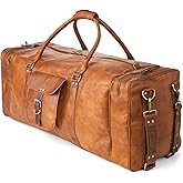 Berliner Bags Vintage Genuine Leather Duffle Bag New York XXXL for Travel or the Gym, Weekender, Travel Bag, Overnight Bag for Men and Women - Brown