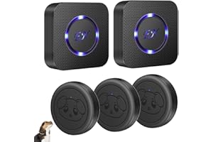 EverNary Dog Door Bell Wireless Doggie Doorbells for Potty Training with Waterproof Touch Button Dog Bells Included 2 Receiver and 3 Transmitters