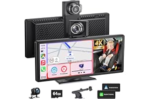 9.26 Inch Apple Carplay Screen for Car, Android Auto and Apple Car Play Screen with 4K Dash Cam Front and Rear Camera HD 1080