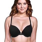 Nimiah Seamless Underwire T-Shirt Bra - Plunge Everyday Bra with Convertible Straps Essential Smooth Brassiere for Women