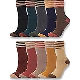 Skicuff 10 Pairs Winter Boot Socks Women Thermal Warm Thick Knitted Terry Vintage Athletic Crew Socks for Cold Weather