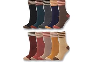 Skicuff 10 Pairs Womens Winter Boot Socks Thermal Warm Thick Knitted Terry Crew Socks Vintage Cozy Snow Accessory